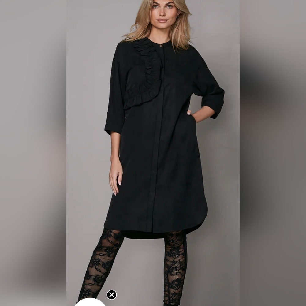 Nu Denmark Elegant Black Dress with Ruffle Detail